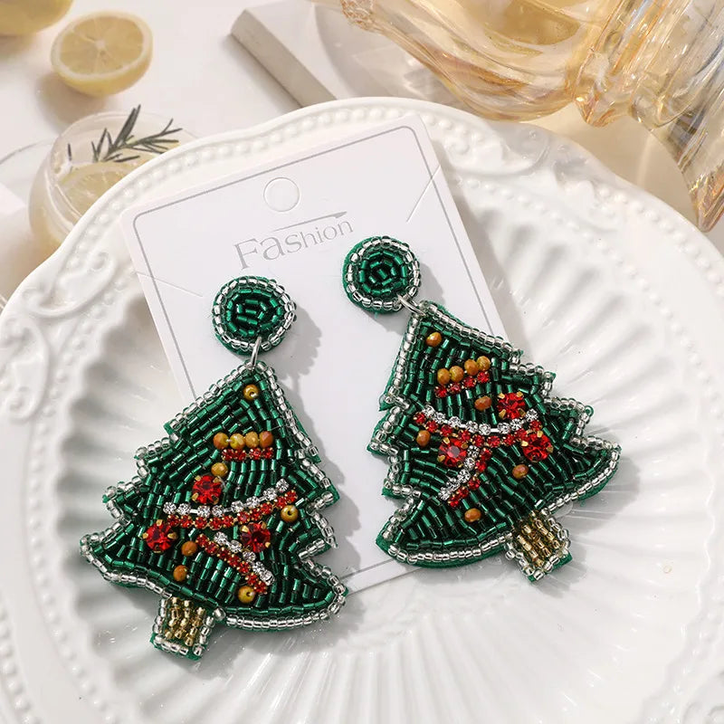 Handmade Christmas Tree Pumpkin Snowflake Earrings Women's Festive Atmosphere Sensation Ear Jewelry Holiday Flower Design
