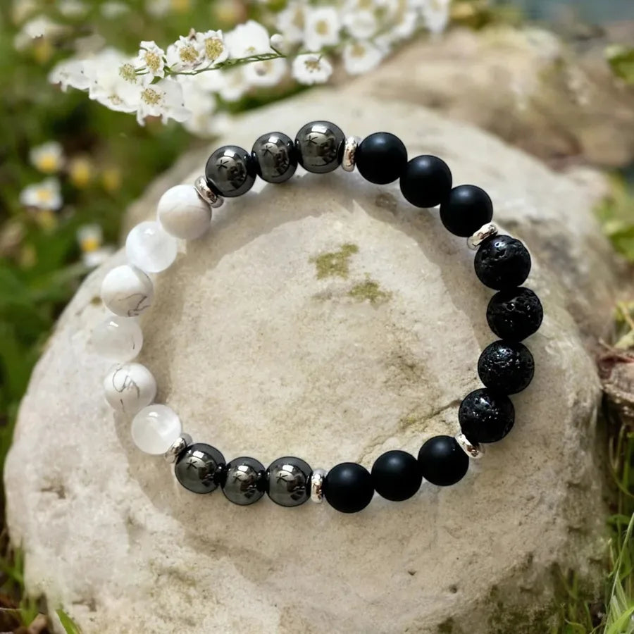 Natural Stone 8mm Bead Bracelet  Elastic Rope Agate Volcanic Stone Beaded Men's and Women's Bracelets  Wholesale