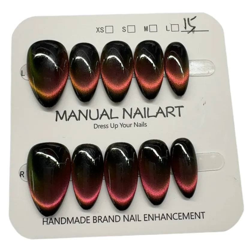 Handmade Wearable Nail Art Phototherapy Finished Product Sparkling Crystal Stone Cat's Eye Removable Starry Sky Pattern Simple Style
