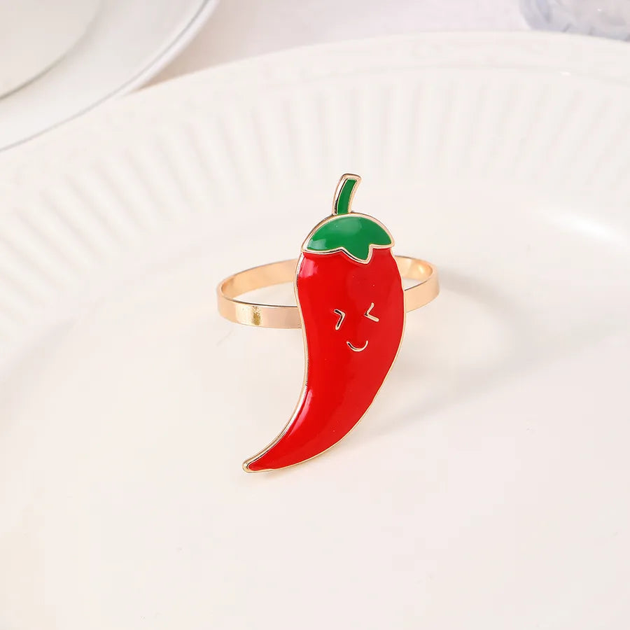 Cute Pastoral Corn Eggplant Vegetable Alloy Napkin ring 1 Piece