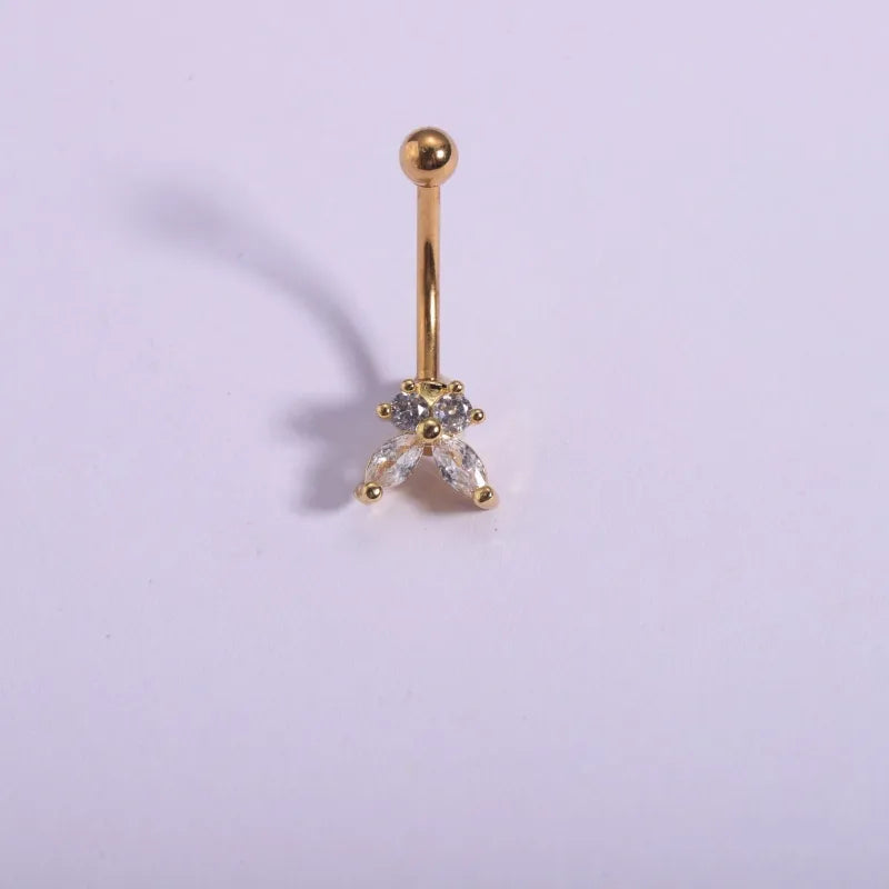 1 Piece Ear Cartilage Rings & Studs Casual Hip-Hop Punk Heart Shape Butterfly 316L Stainless Steel  Polishing Plating Zircon 18K Gold Plated Eyebrow Studs Ear Cartilage Rings & Studs Belly Rings