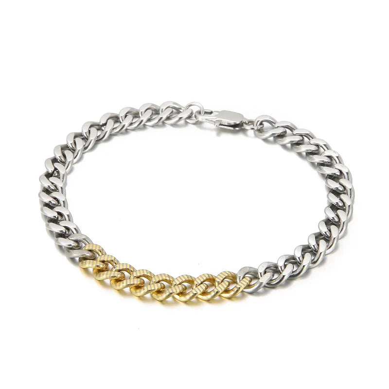 Wholesale Jewelry Hip-Hop Commute Solid Color Titanium Steel Plating Bracelets Necklace Cuban Link Chain Curb Chain