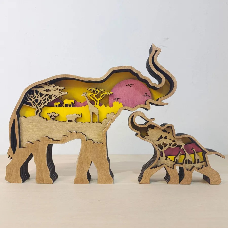 Vintage Style Elephant Wood Home Daily Ornaments 1 Piece