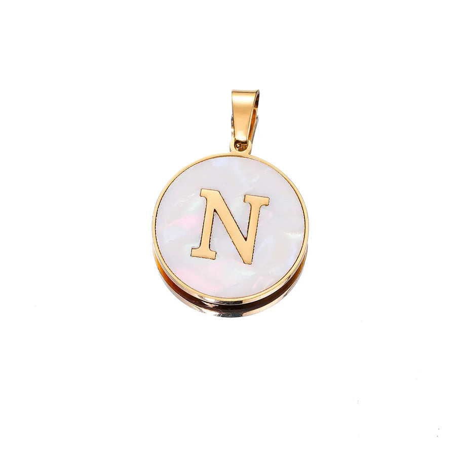 1 Piece 22mm Hole 4~4.9mm 304 Stainless Steel Fritillary Letter Pendant Jewelry Accessories