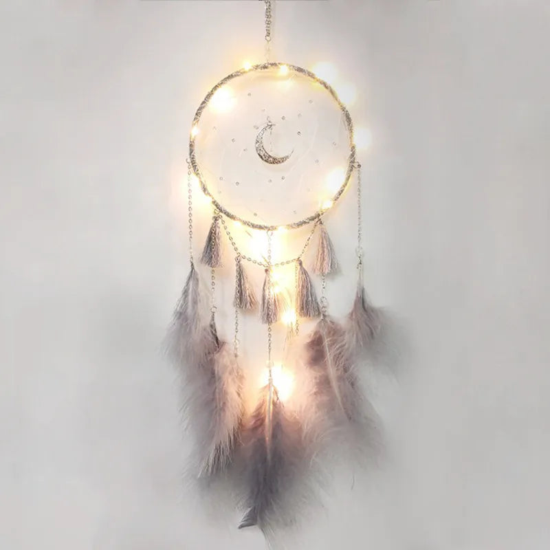 Simple Style Moon Wooden beads Feather Dreamcatcher Wall Art