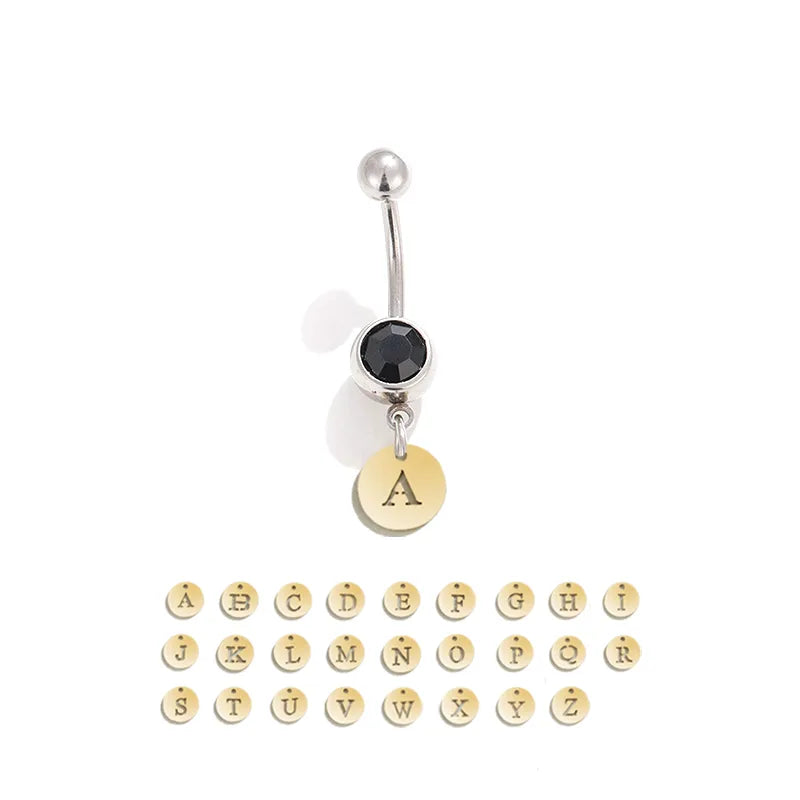 1 Piece Belly Rings Classic Style Cool Style Round Letter 302 Stainless Steel Tungsten Steel 14K Gold Plated 18K Gold Plated Belly Rings