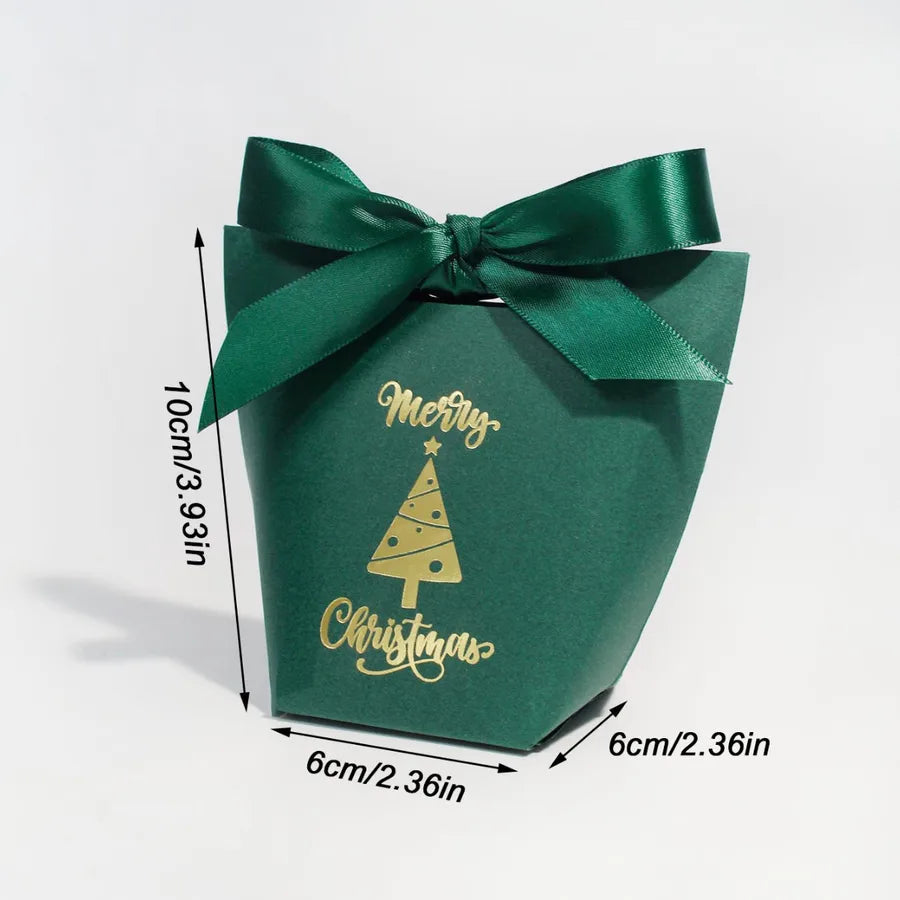 Christmas Theme Candy Box Gold Stamping Christmas Tree Decoration Gift Box For Christmas Party White Card Paper Festive
