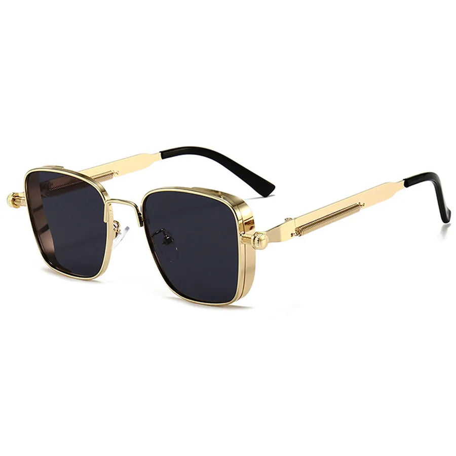 retro punk british style solid color ac square full frame men's sunglasses