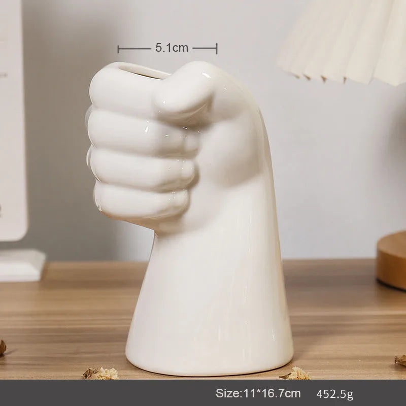 Cute Hand Paw Print ceramics Vase Artificial Decorations