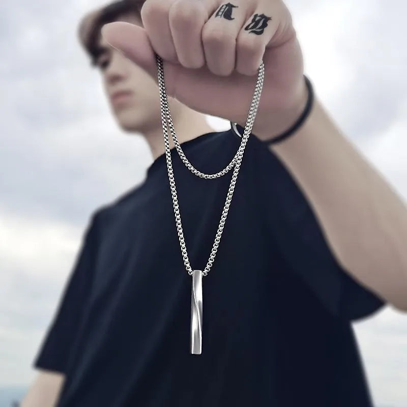 basic modern style geometric stainless steel plating men's pendant necklace