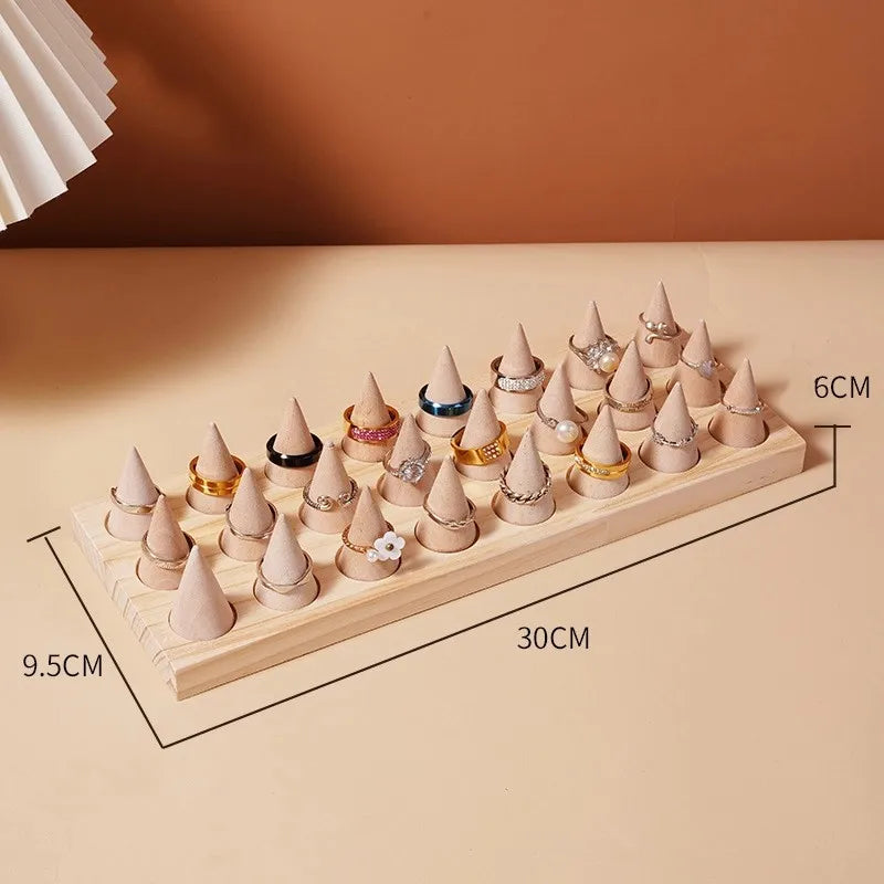 Simple Style Solid Color solid wood Jewelry Display