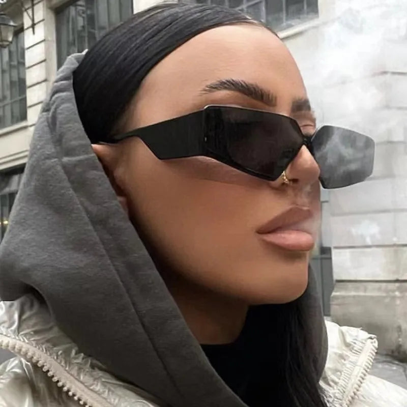 Y2K Hawaiian Irregular Geometric Pc Tinted Lenses Polygon Frameless Women's Sunglasses