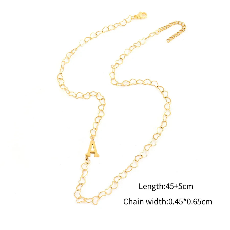 Wholesale Jewelry Elegant Simple Style Classic Style Letter 201 Stainless Steel 304 Stainless Steel Heart-Shaped Chain Pendant Necklace