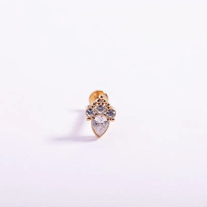 1 Piece Lip Rings Casual Gothic Hip-Hop Geometric Animal Titanium Alloy Polishing Plating Flowers Zircon 18K Gold Plated Lip Rings Ear Cartilage Rings & Studs
