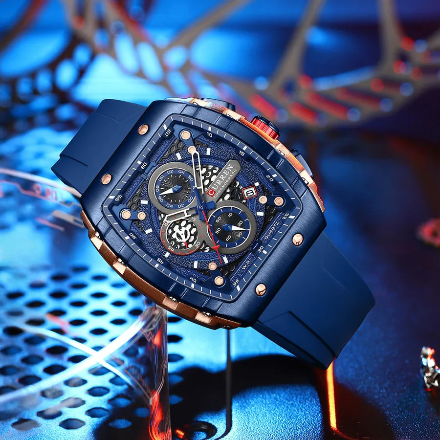 CURREN Karin 8442 Men's Waterproof Six-pin Quartz Calendar Tape Men's Multi-function Wristwatch Men's Watch
