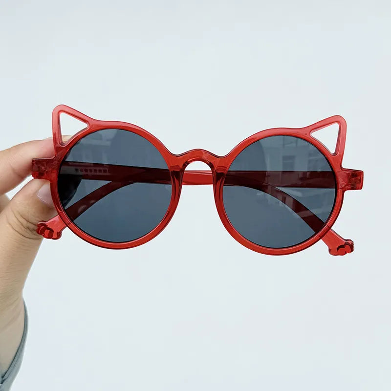 Children's Sunglasses Color Simple Cat Ear UV Protection Sunglasses Boys and Girls Eye Protection Cartoon Glasses Sunglasses