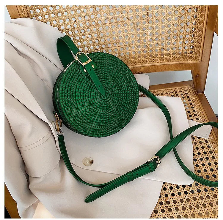 women's small pvc solid color streetwear zipper circle bag
