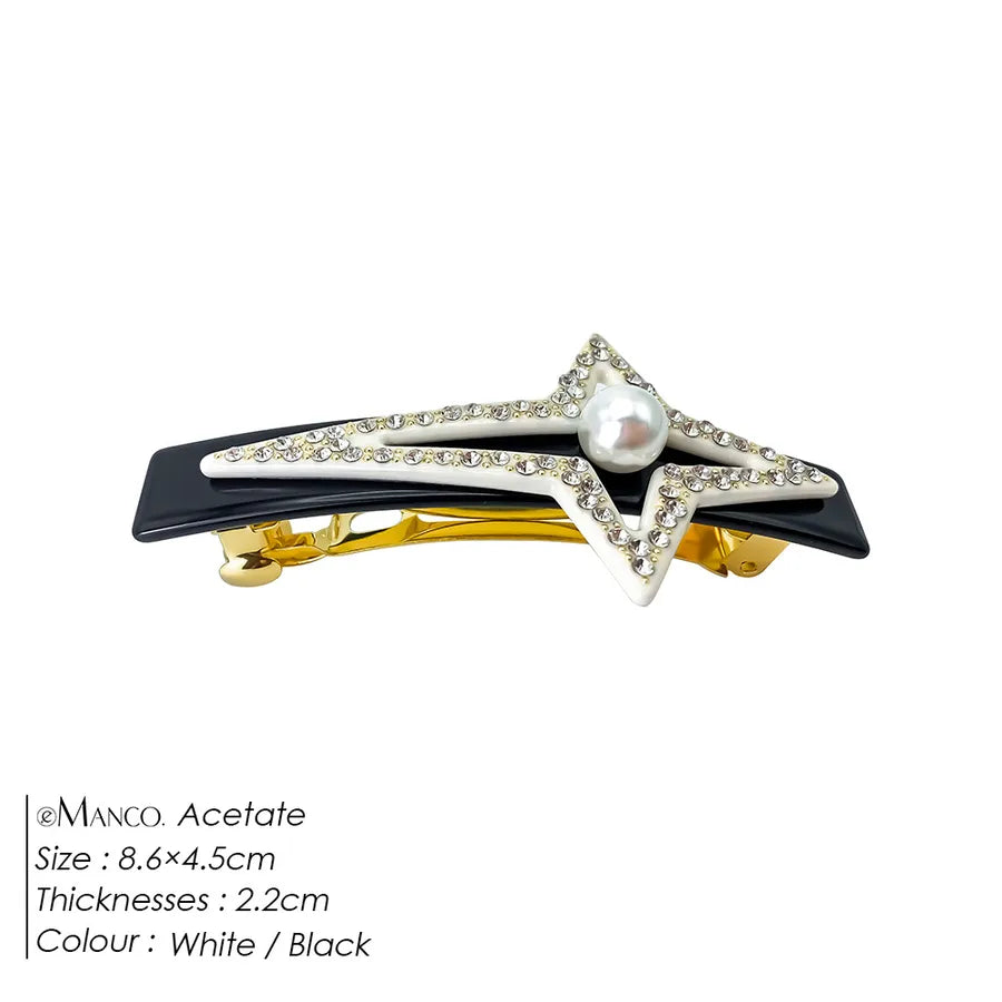 Elegant Pearl Hair Clip With Crystals Creative Star Fragments For Women Simple Fashionable Acetate Fiber Hair Accessories