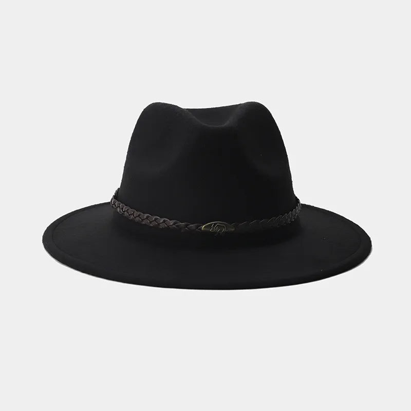 women's elegant basic solid color big eaves fedora hat