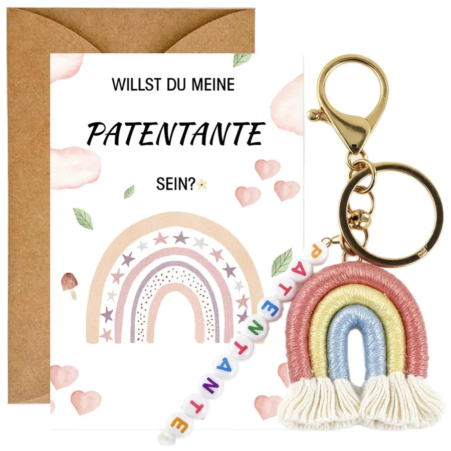 Handcrafted Rainbow Keychain Pendant Cotton Thread Woven Baby Party Ladies Gift Keychain Simple Style Mixed Material Design
