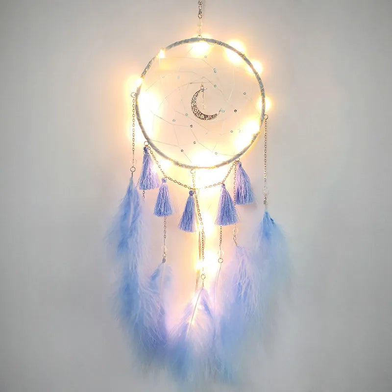Simple Style Moon Wooden beads Feather Dreamcatcher Wall Art