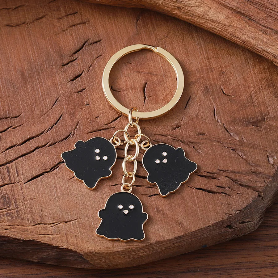 Halloween Ghost Pendants Couple Bookbag Decorations Black White Cartoon Keychains Cute Alloy Skeleton Design Charms Accessories