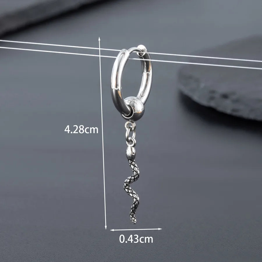 1 Piece Hip-Hop Punk Cross Snake 316 Stainless Steel  Drop Earrings