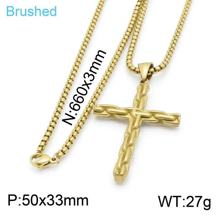 Wholesale Jewelry Vintage Style Classic Style Cross Titanium Steel Plating Pendant Necklace None