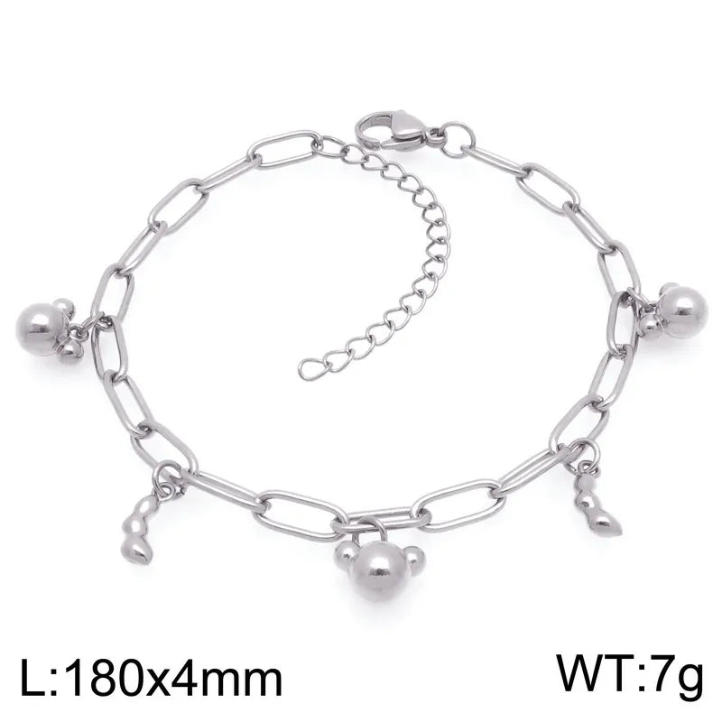 IG Style Vintage Style Cherry Ocean Butterfly 304 Stainless Steel 18K Gold Plated Paperclip Chain Bracelets In Bulk