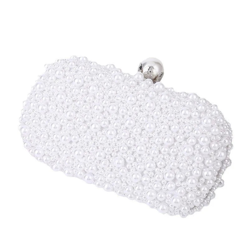 pearl embroidery solid color oval evening bags