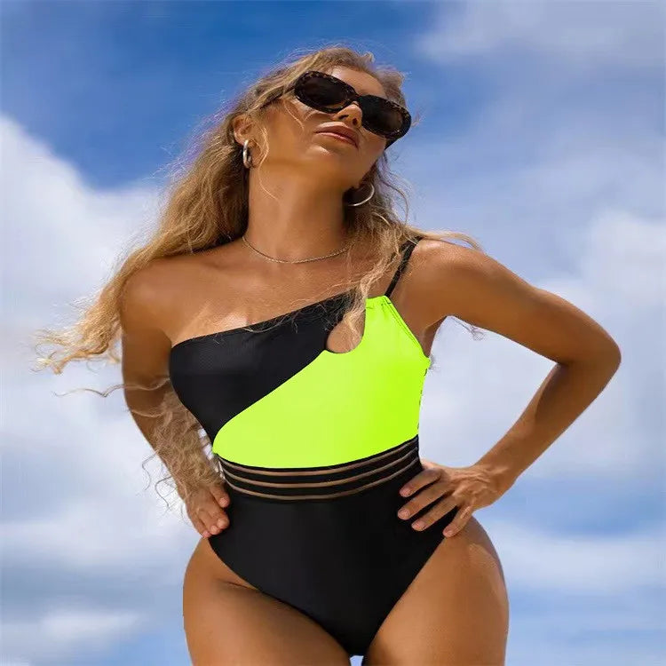 Women's Sexy Color Block Solid Color Leopard 1 Piece One Piece Swimwear