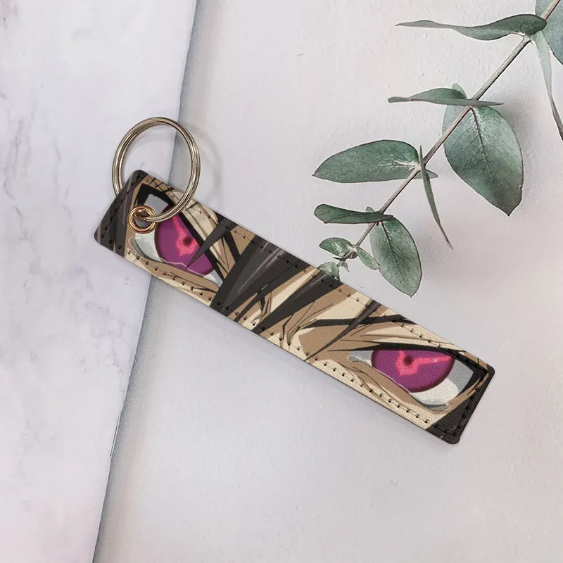 cartoon style cartoon pu leather printing bag pendant keychain
