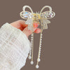 Alloy butterfly hairpin Korean high-end sense exquisite pearl tassel hair accessories half hair clip women's headdress wholesale