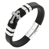 Vintage Style Classic Style Cross Pu Leather Titanium Steel Woven Chain Wrap Bracelets Wholesale