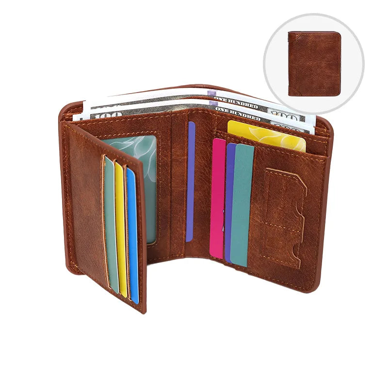 Men's Solid Color Pu Leather Folding Small Wallets