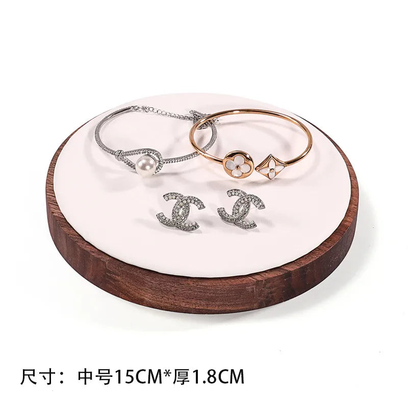 Walnut Round Bracelet Display Stand Chain Bracelet Tray Jewelry Accessory Show Props Solid Wood Hand Chain Display Plate