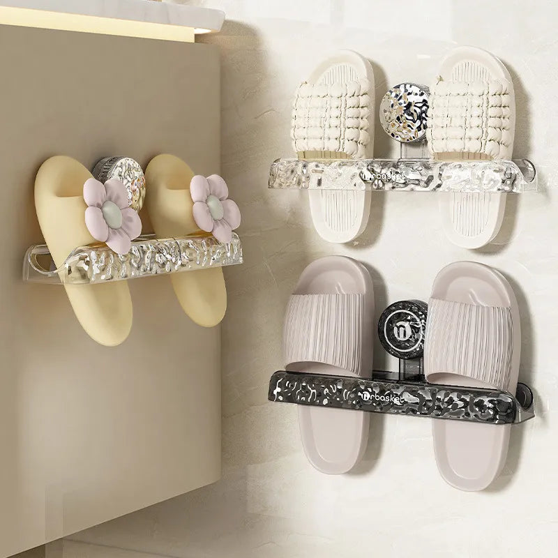 Glacier Pattern Bathroom Sucker Slipper Rack Toilet Non-perforated Wall-mounted Shoes Storage Rack Rack for Toilet
