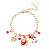Christmas Themed Crystal Alloy Bracelet Deer Snowman Santa Claus Design Festival Gift Geometric Pattern Cute Unisex Bracelet