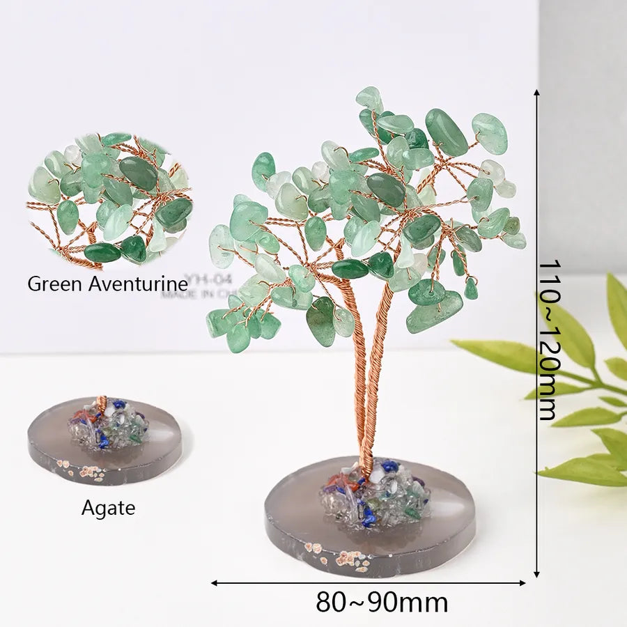 Elegant Handmade Simple Style Tree natural stone copper wire Ornaments Artificial Decorations