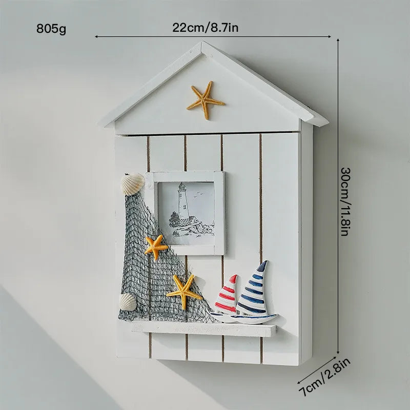 Marine Style Simple Style Tower Starfish Bird Density plate Wood pendant Wall Art