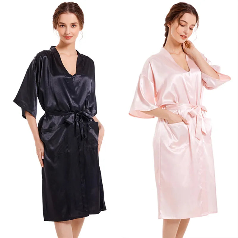 Casual Women's Lady Solid Color Imitated Silk Polyester Pajama Sets