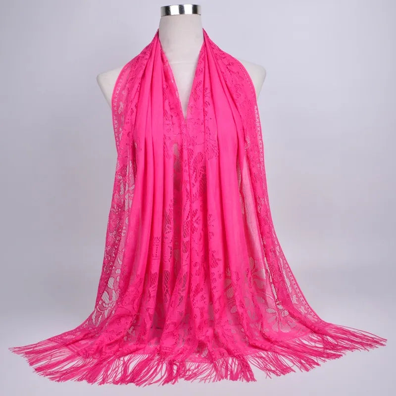 women's streetwear solid color polyester tassel winter scarves