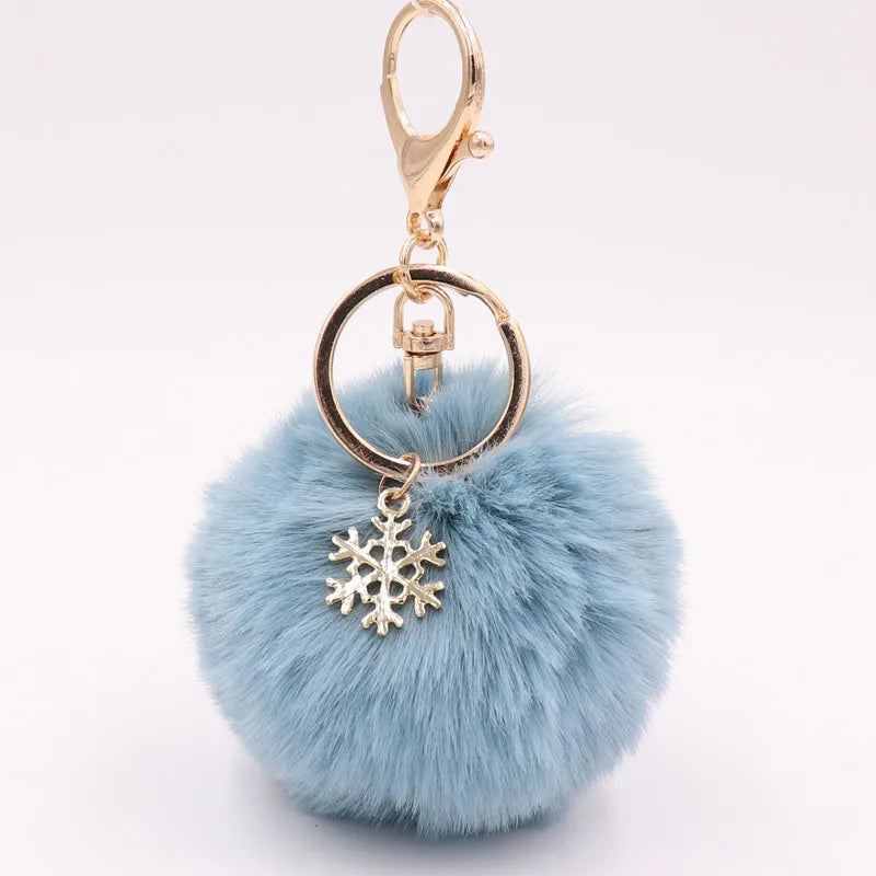 fashion snowflake alloy plush unisex bag pendant keychain 1 piece