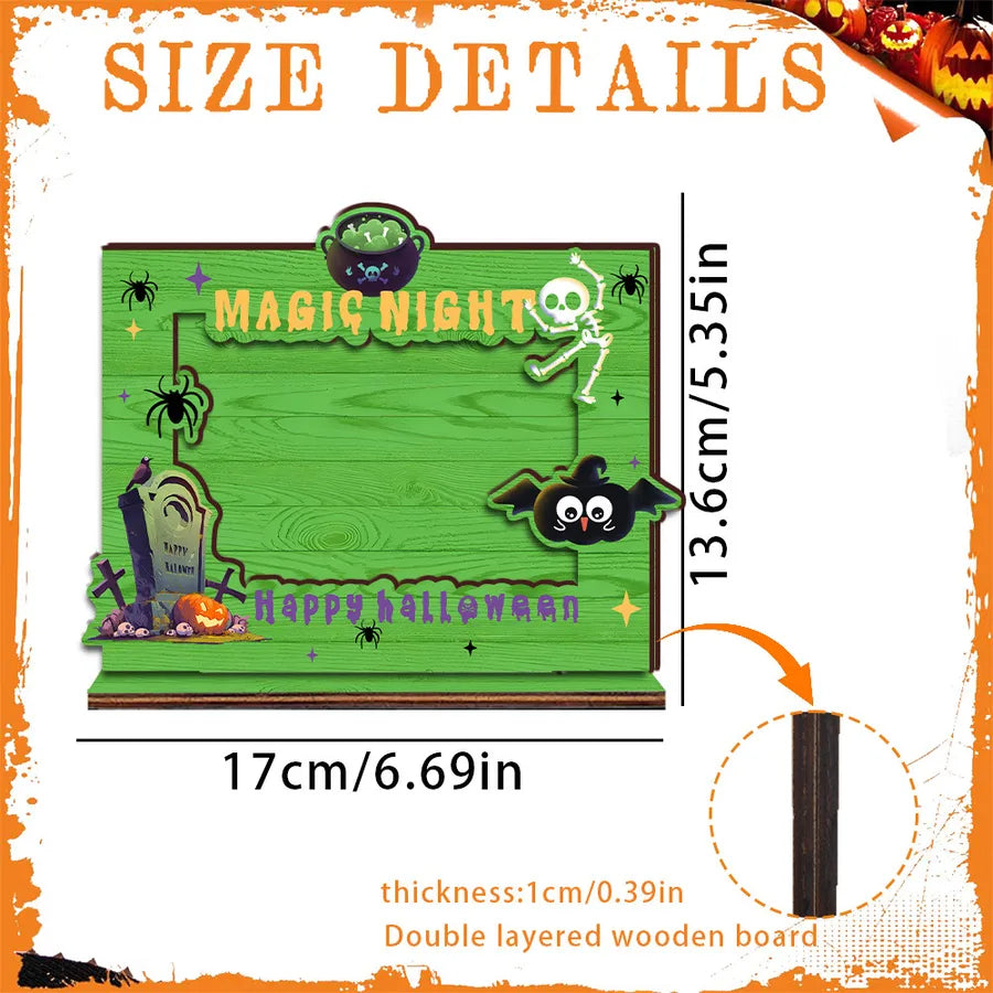 Halloween Wooden Picture Frame Decorative Ornaments Thick Festival Atmosphere Birthday Photo Album Woodcraft Simple Style
