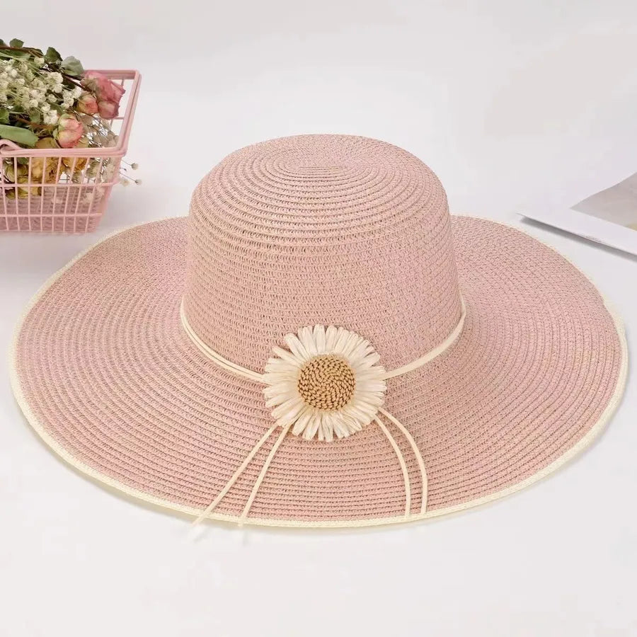 Women's Elegant Simple Style Solid Color Big Eaves Straw Hat