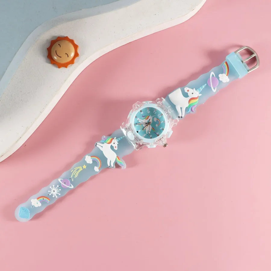 Children's Watch Creative Cartoon Quartz Color Shell Luminous Series Watch Primary School Boys and Girls 3D Viscose Watch