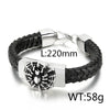 hip-hop retro color block pu leather titanium steel braid men's bangle