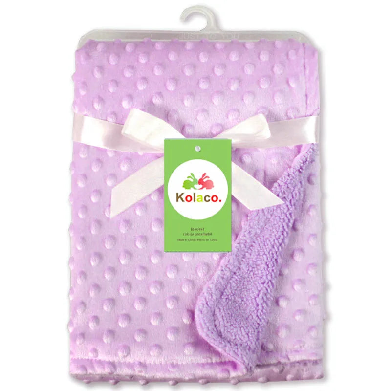 Bean Blanket Bubble Blanket Baby Car Blanket Going Out Blanket Double-layer Warm Solid Color Pressed Bubble Blanket Soft