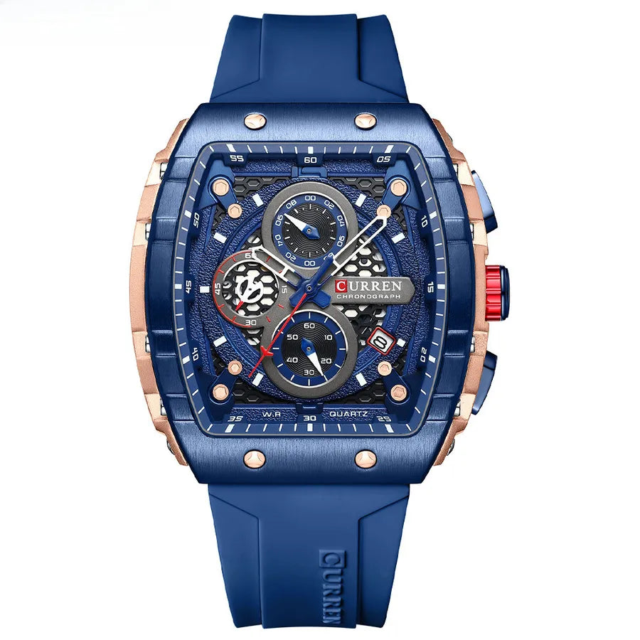 CURREN Karin 8442 Men's Waterproof Six-pin Quartz Calendar Tape Men's Multi-function Wristwatch Men's Watch