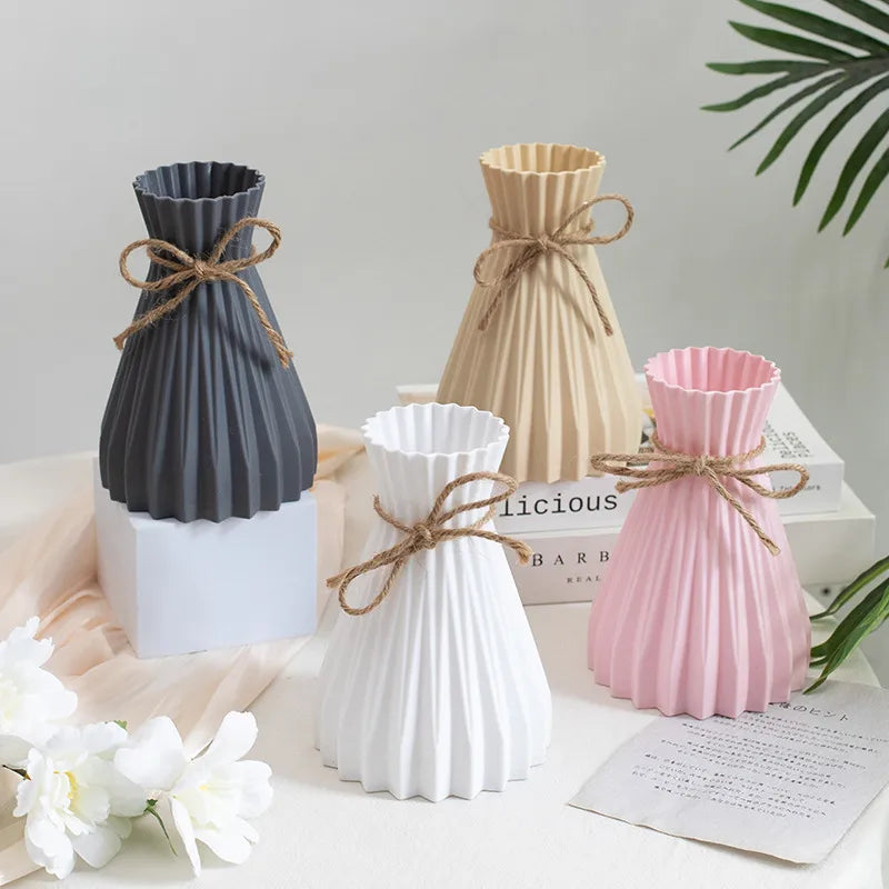 Simple Style Waves Plastic Vase Artificial Decorations